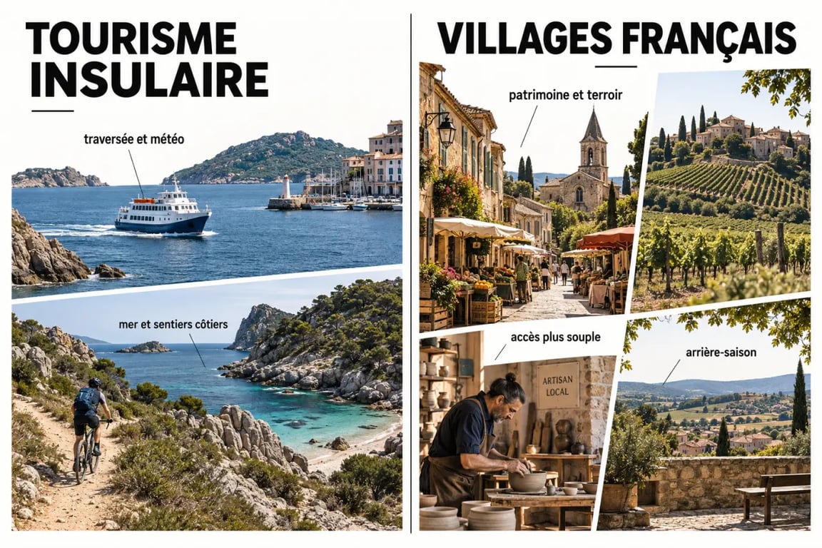 Infographie pour comparer le tourisme insulaire aux charmes des villages français
