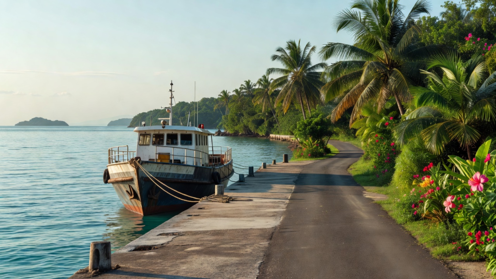 Embarcadère inter-îles à Mahé illustrant la logistique à vérifier dans une formule vol hôtel