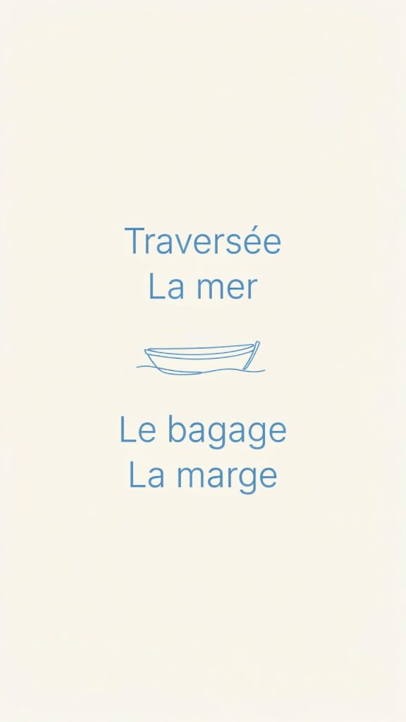 Schéma : la mer, le bagage, la marge.